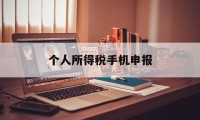 个人所得税手机申报(个人所得税手机申报怎么操作)